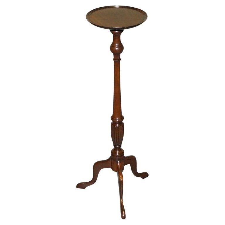 Antique Hardwood Tripod Pedestal Plant Table Stand Hand Turned Column