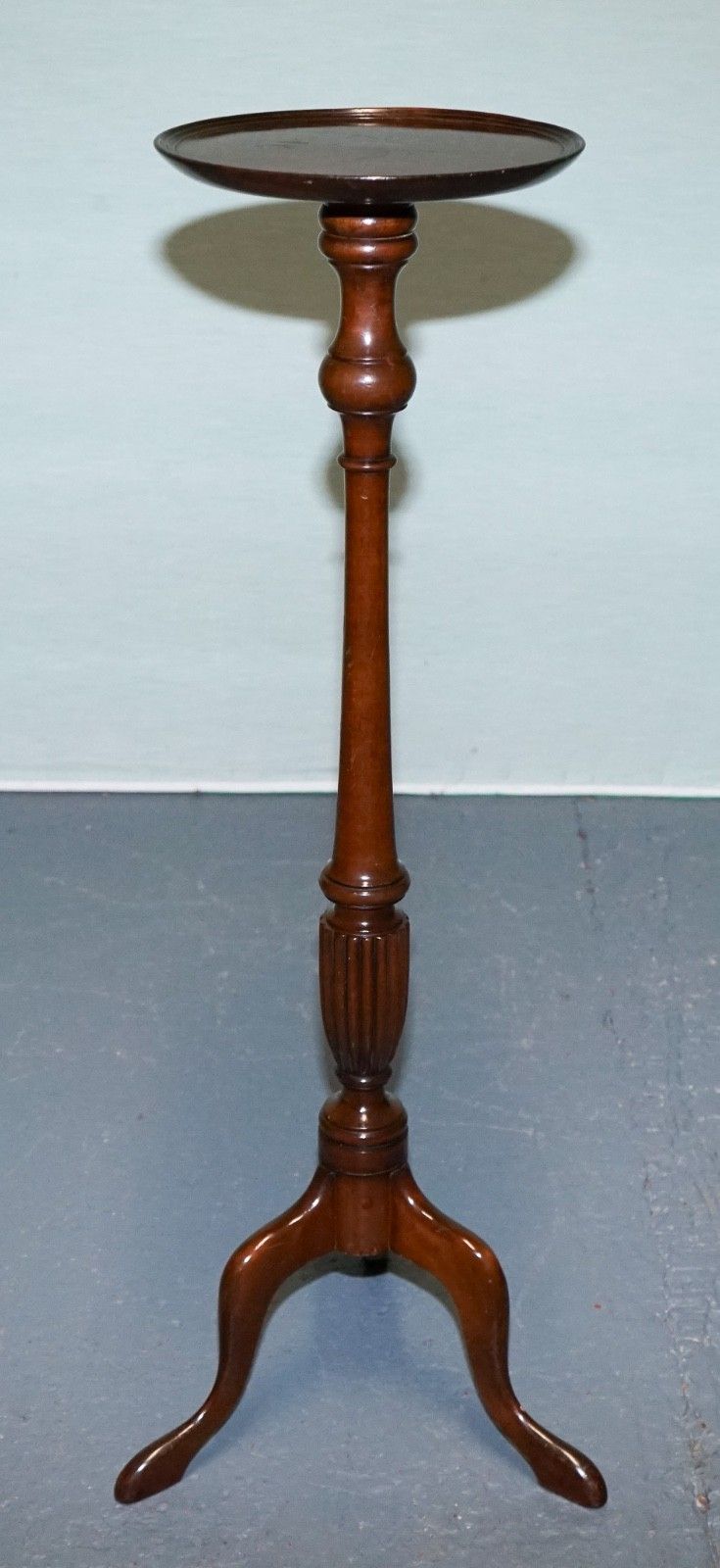 Antique Hardwood Tripod Pedestal Plant Table Stand Hand Turned Column photo for sale