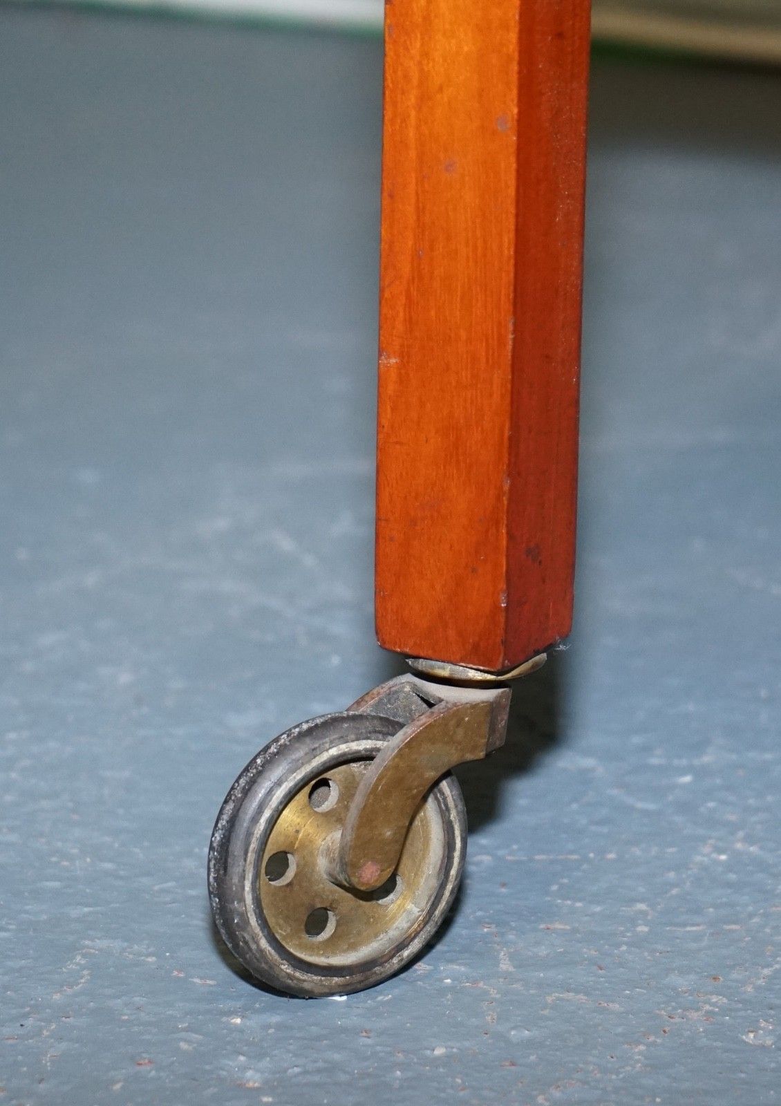 1960s Vintage Two Tier Wooden Tea Trollet On Brass Casters photo buy