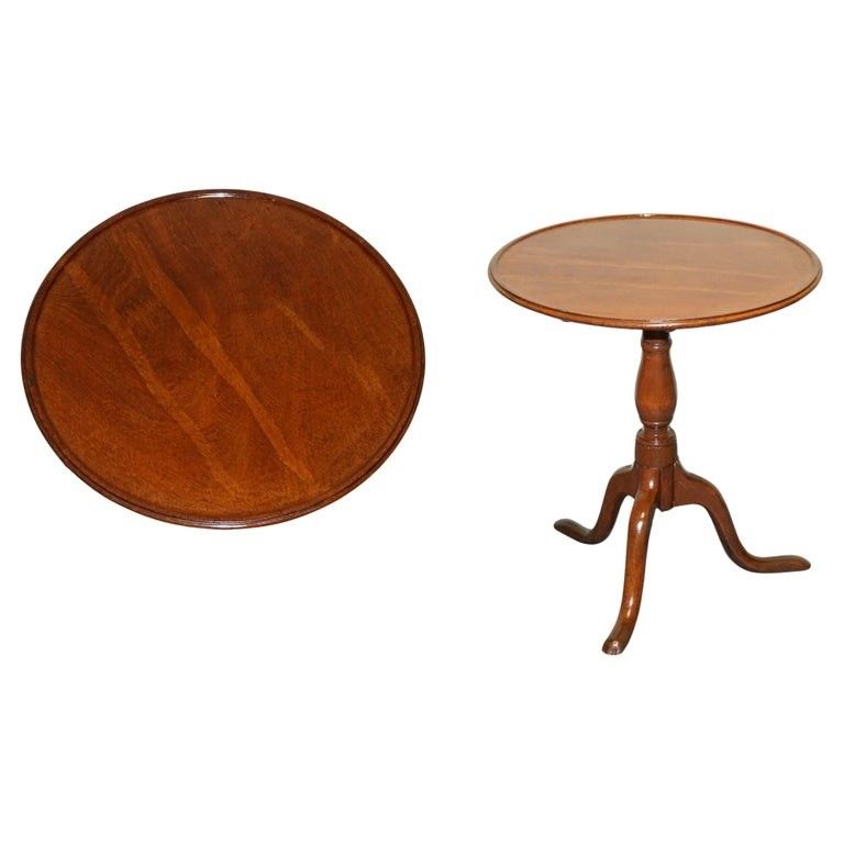 Victorian Hardwood Tilt Top Tripod Table Round Side Or Wine Table