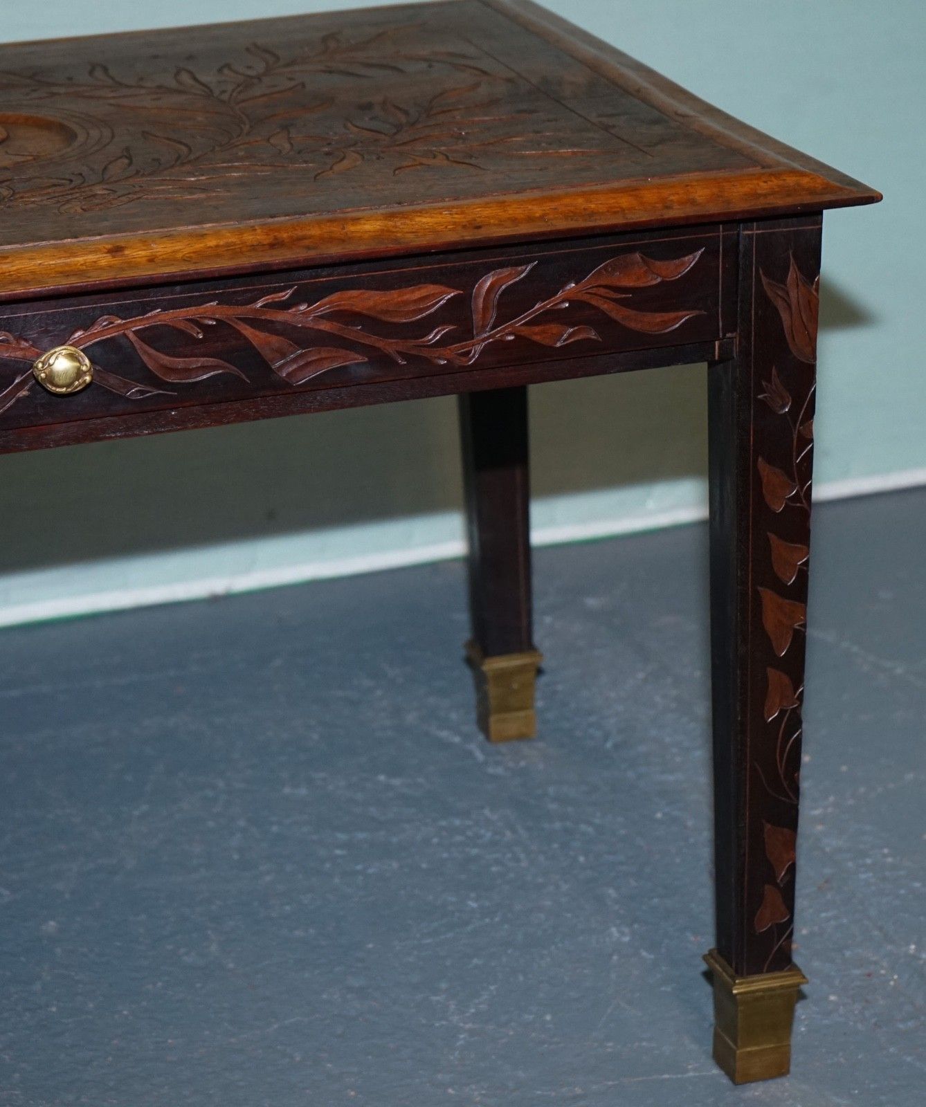 King Albert I Of Belgium Occasional Side End Coffee Table Carved Oak Circa 1900 photo buy