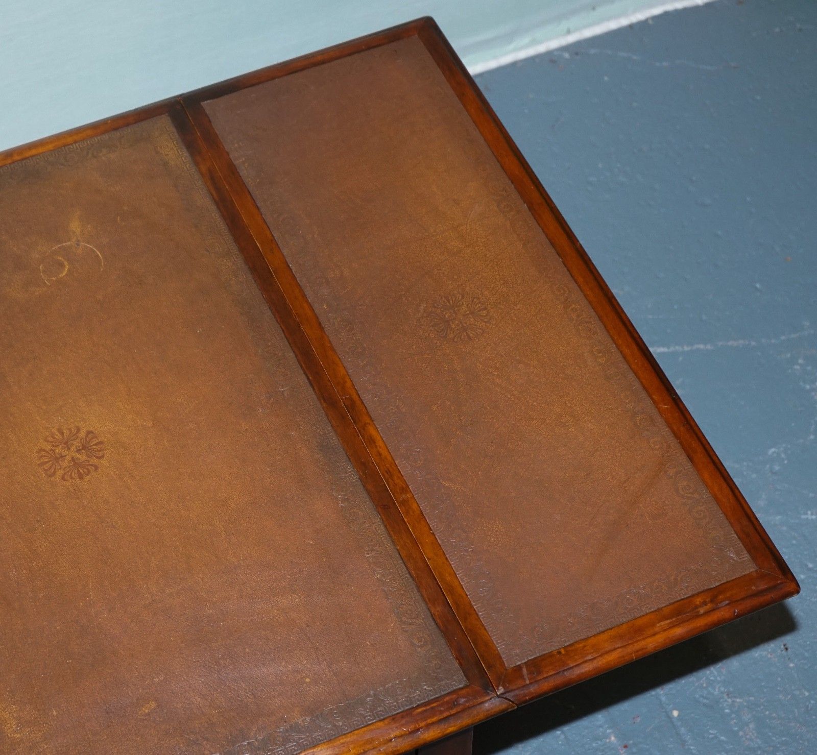 Furniture Elegant Theodore Alexander Drop Leaf Barley Twist Table With Leather Top photo