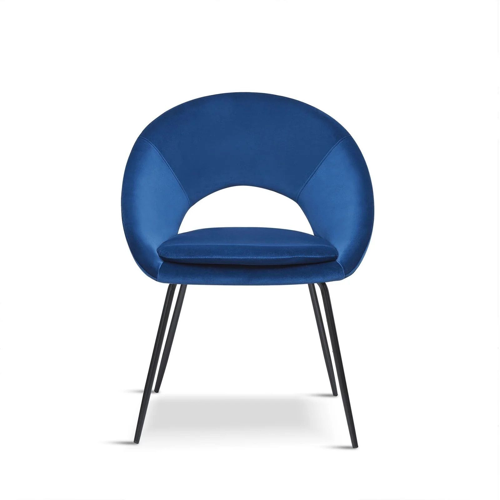 Blue Velvet Contemporary Dining Chairs With Black Legs (Set Of 10)