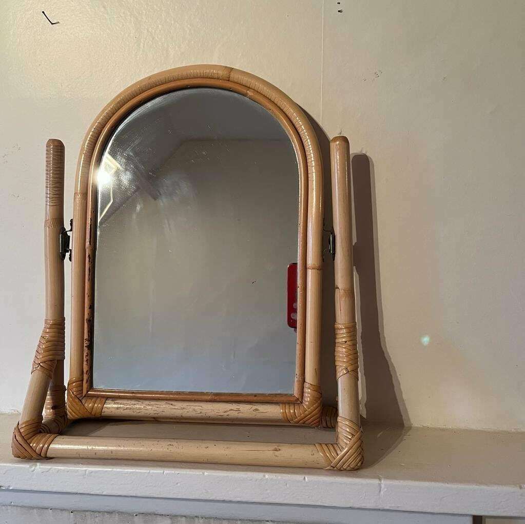 Vintage Bamboo Swing Mirror, 1970s photo buy