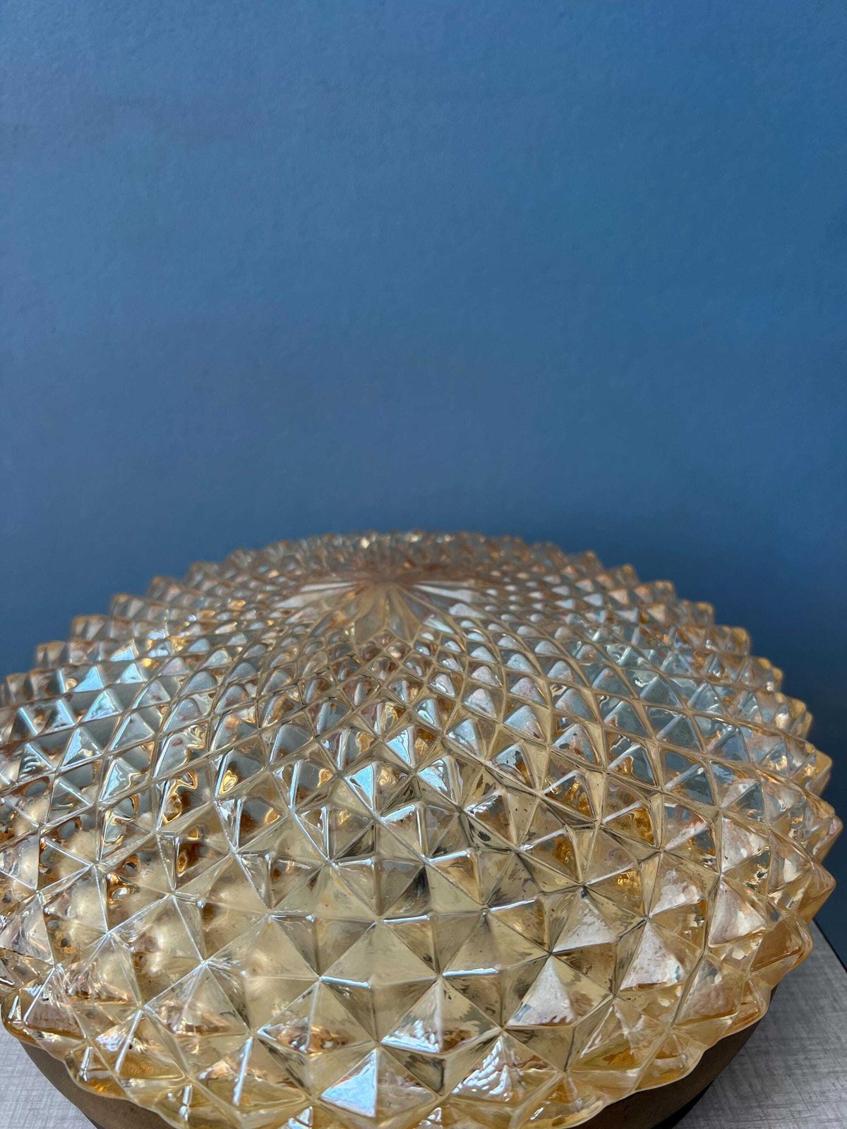 photo for sale Mid Century Crystal Glass Flush Mount Ceiling Lamp