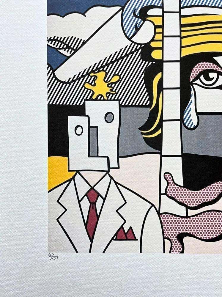 After Roy Lichtenstein, "Figures And A Tear", 1990s, Silk Screen photo furniture