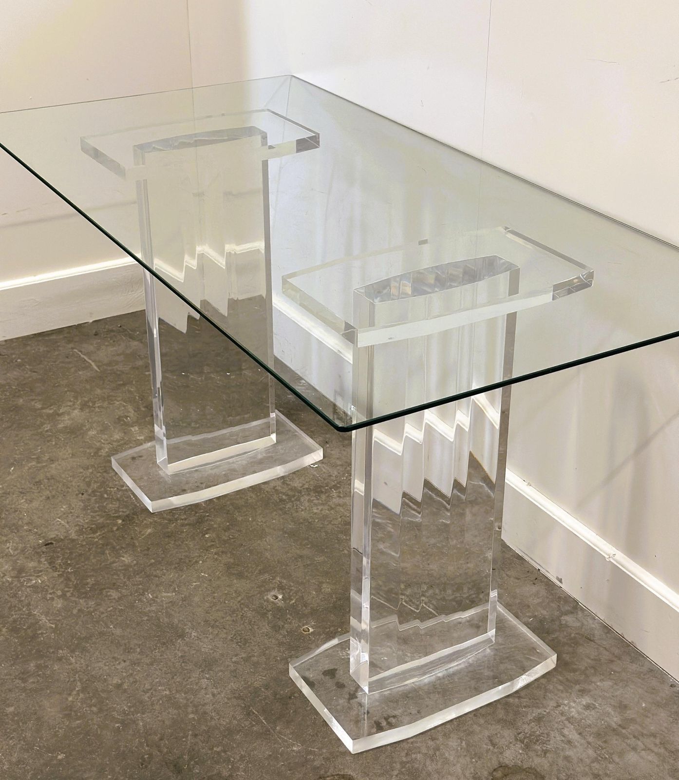 Striking 1980s Italian Lucite And Glass Console Or Desk — Sculptural Minimalist Design In Transparent Luxury" photo 1238.0