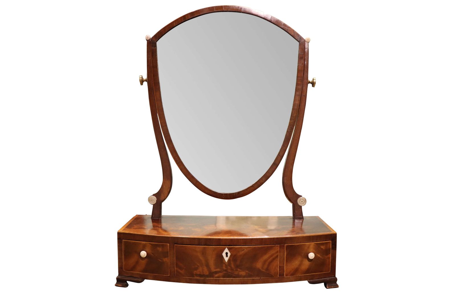 Georgian Mahogany Dressing Table Mirror With Sheild Shaped Plate, Circa 1800