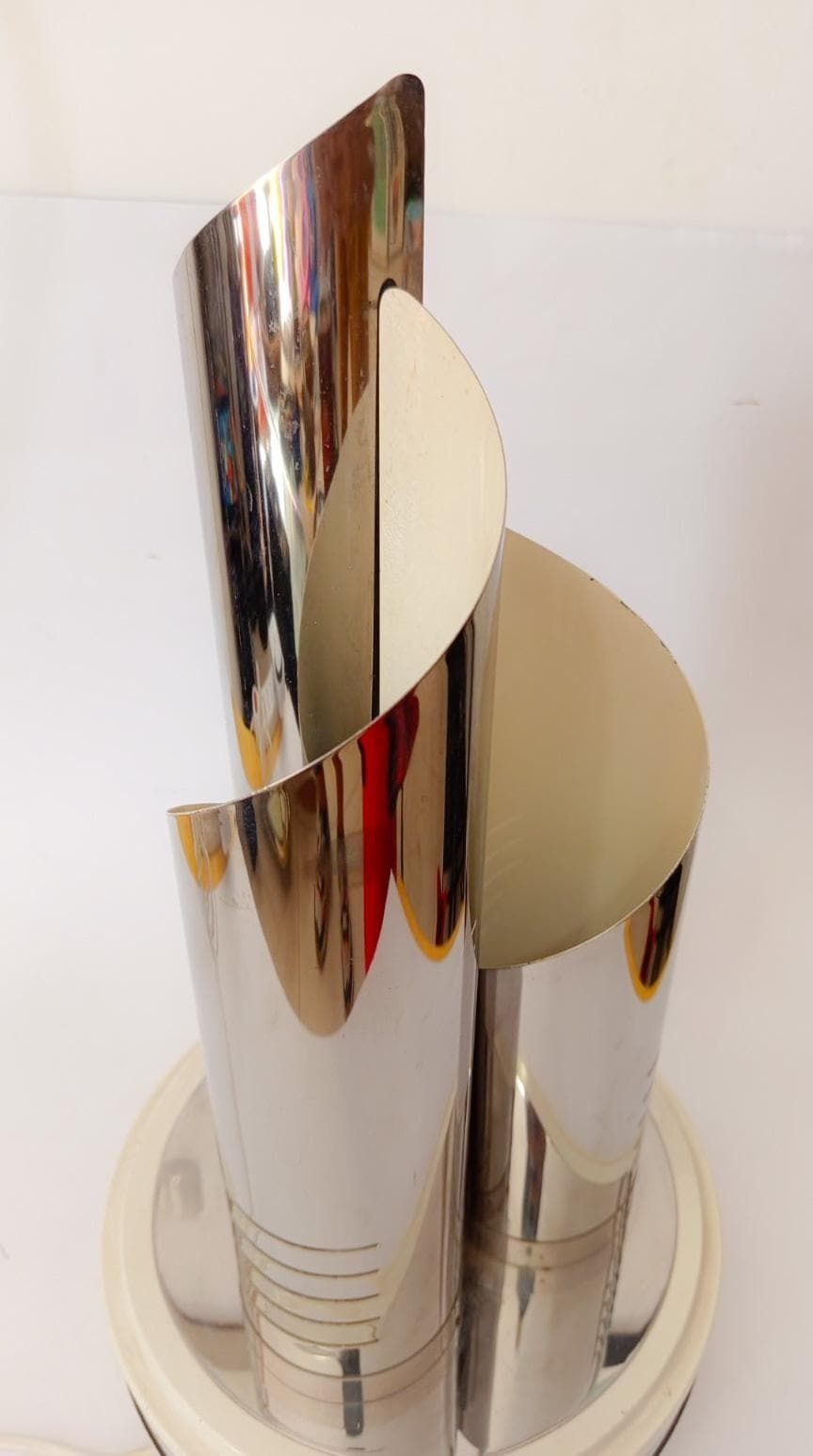 Goffredo Reggiani 3 Light Chrome Table Lamp Vintage Space Age Spyral photo for sale