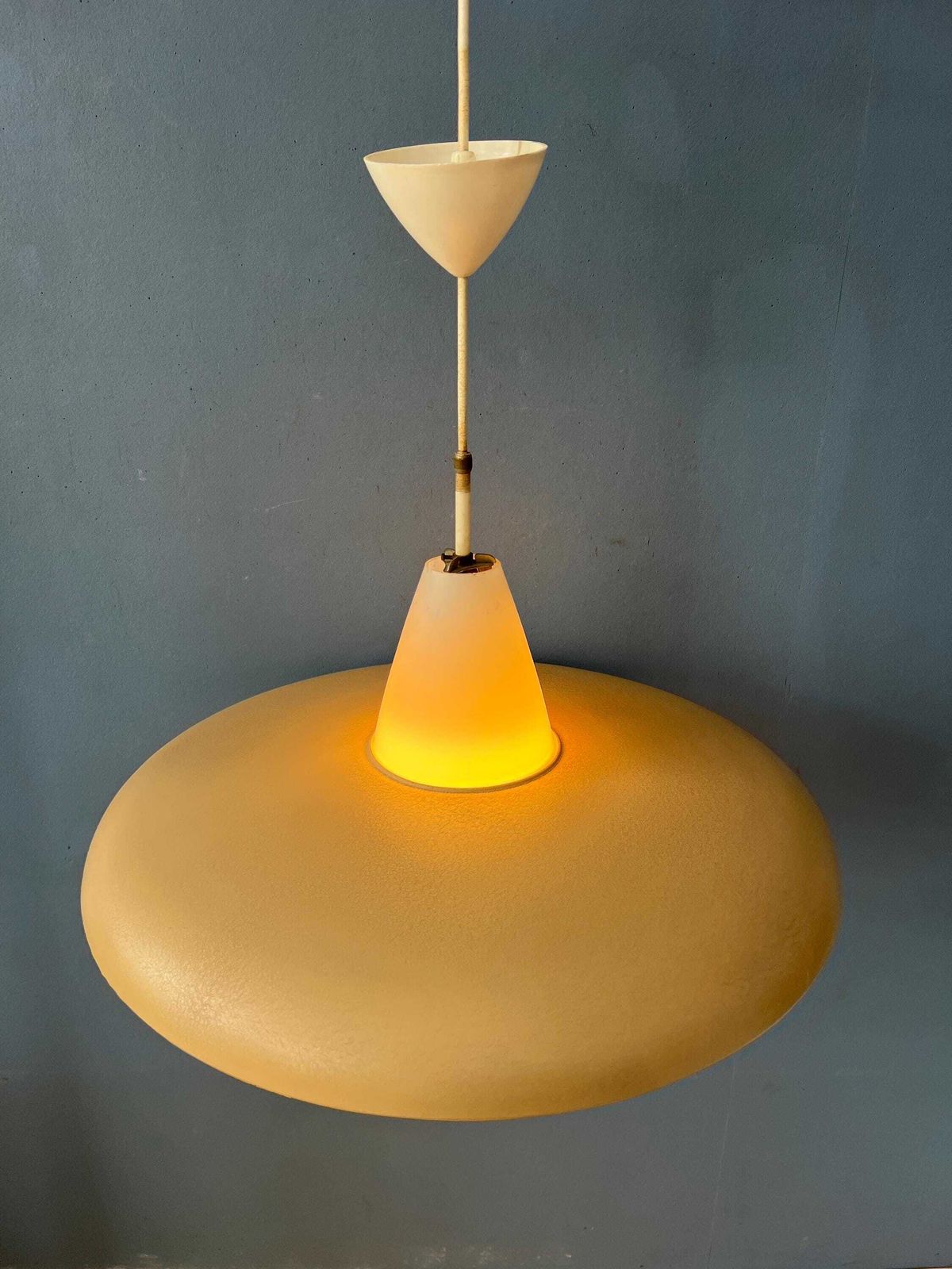 Vintage Opaline Glass Louis Kalff Philips Ufo Pendant Lamp photo 474.0