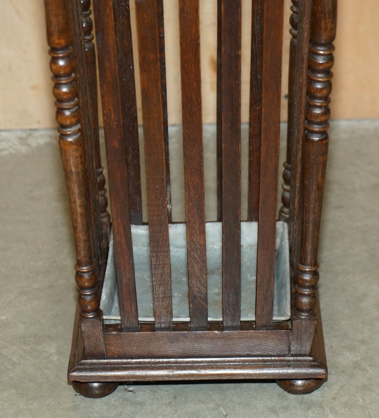 Antique Edwardian Hand Carved English Oak Walking Stick Or Umbrella Stand photo vinterior