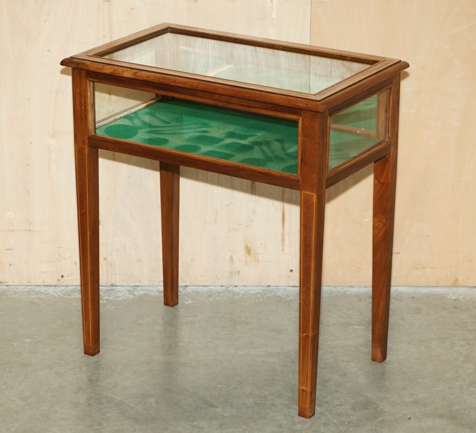Antique Edwardian Mahogany Glass Display Case Side End Table For Trinkets Etc photo furniture