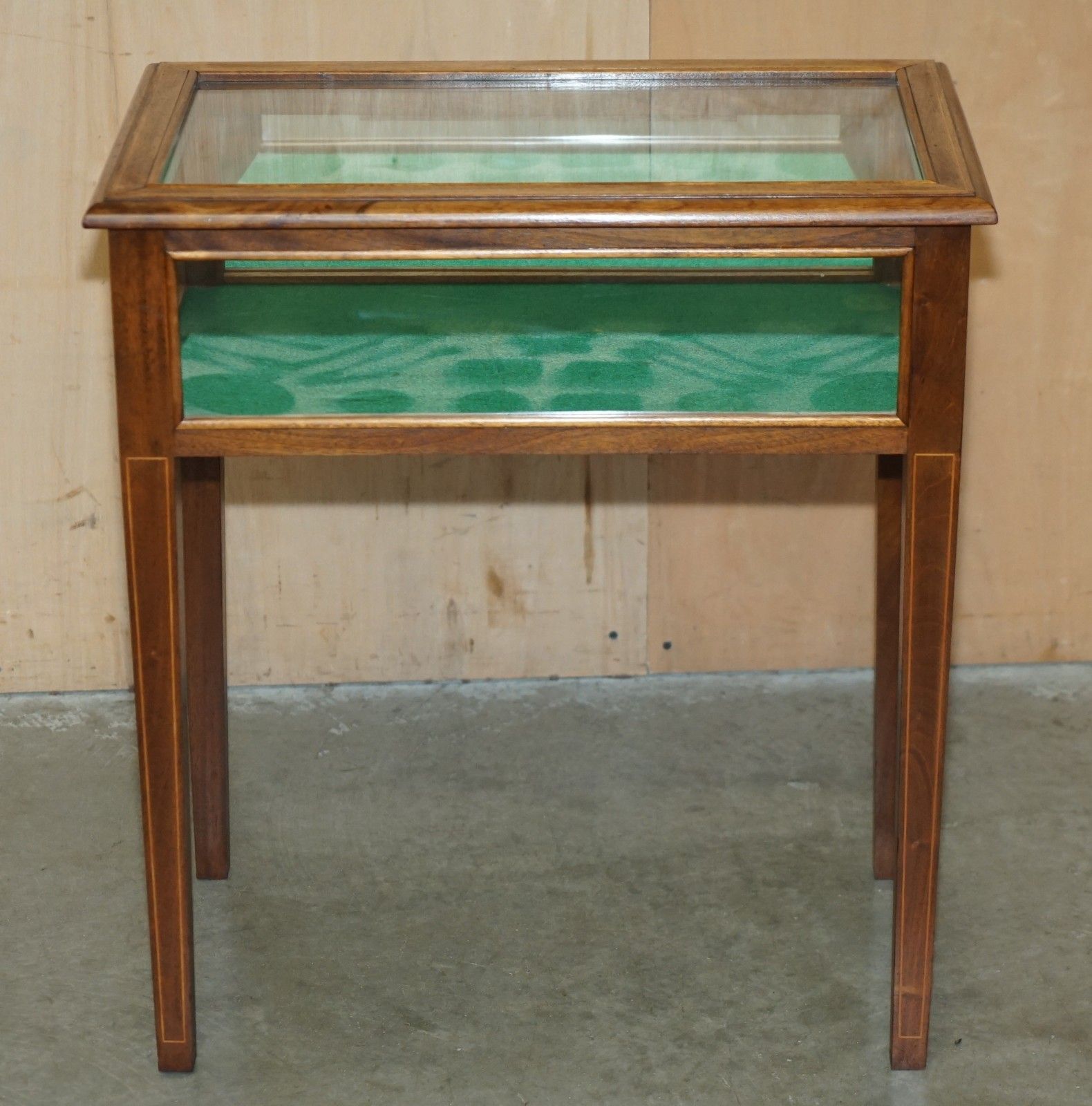 Antique Edwardian Mahogany Glass Display Case Side End Table For Trinkets Etc photo for sale