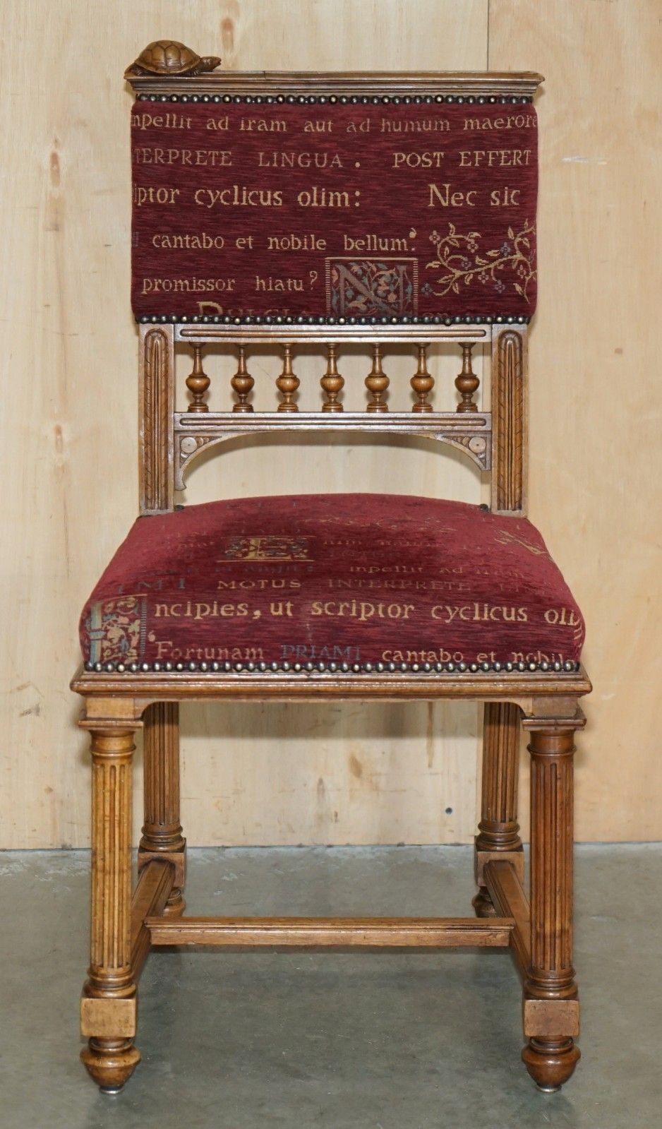 Six Antique French Walnut Dining Chairs Depicting A Frog Snail Lizard Tortoise photo Furniture