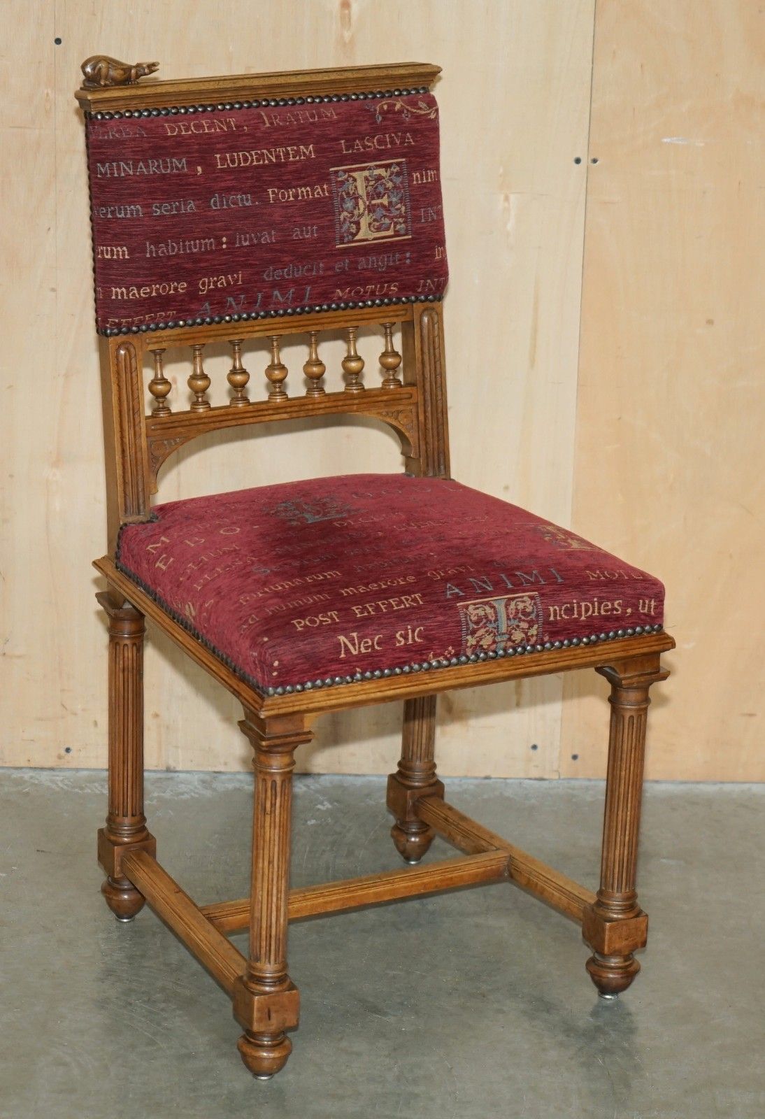 photo vinterior Six Antique French Walnut Dining Chairs Depicting A Frog Snail Lizard Tortoise