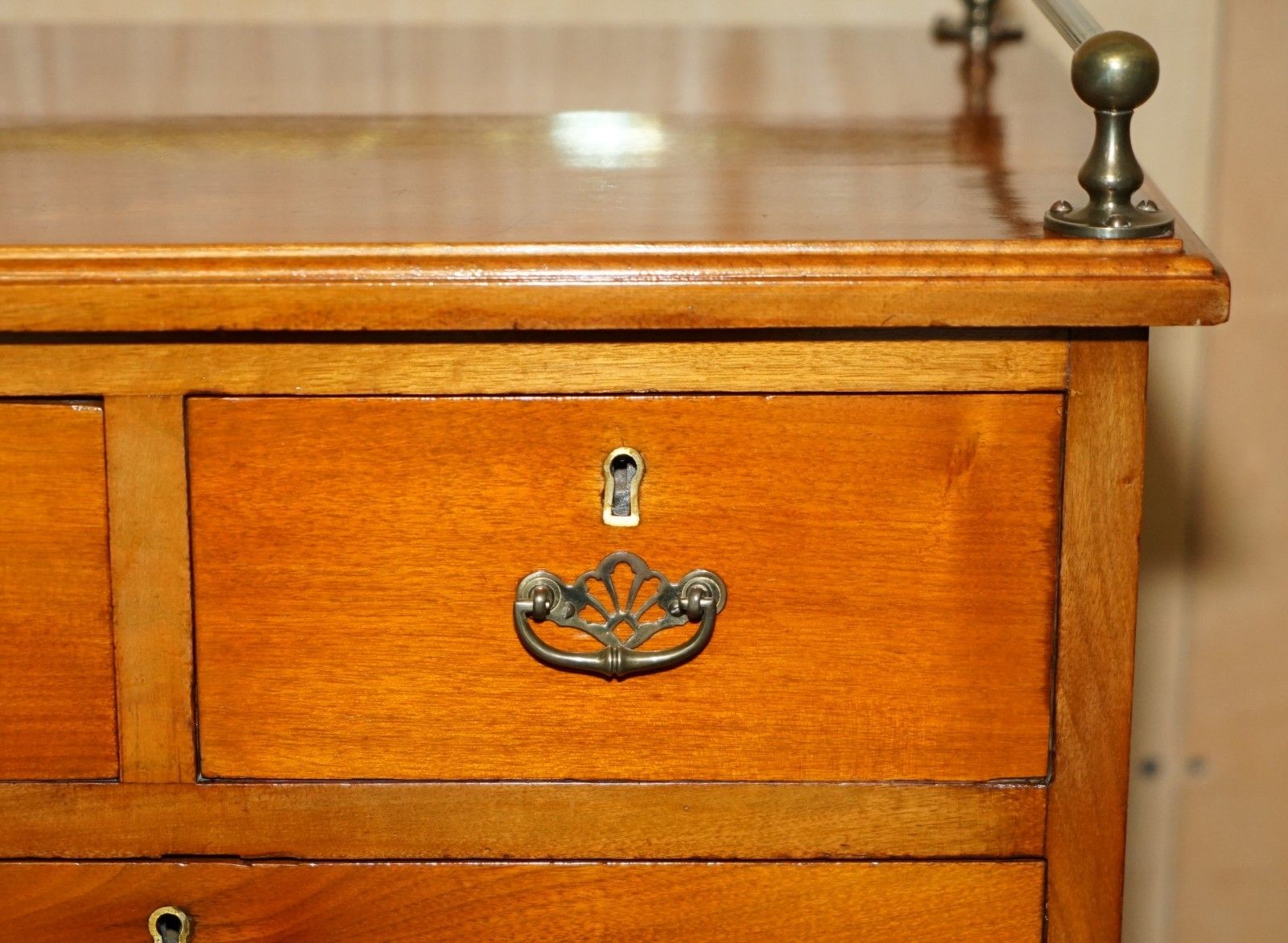 Victorian Walnut Hand Carved Tallboy Chest Of Drawers Cupboard With Gallery Rail photo buy