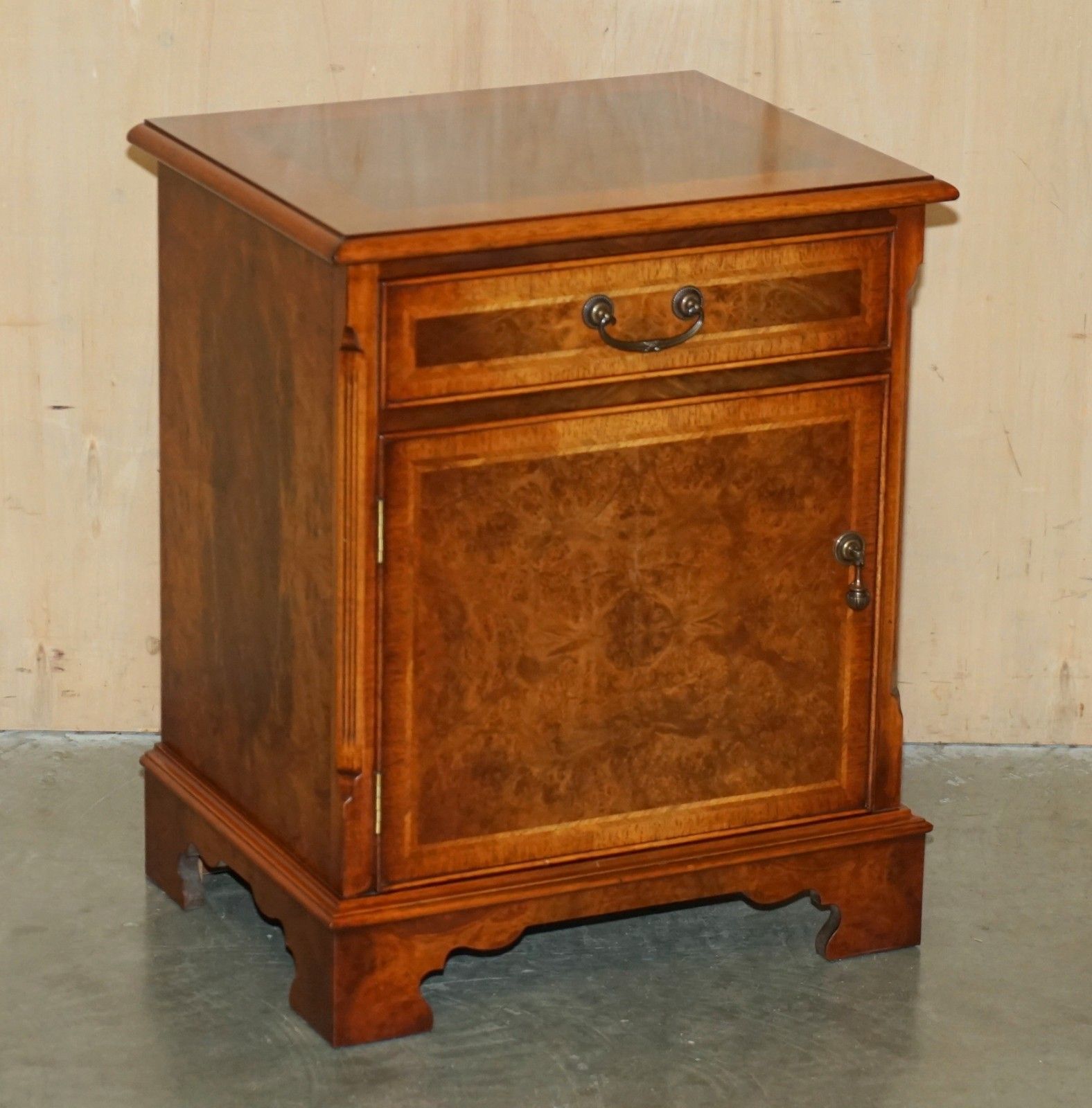 Pair Of Brights Of Nettlebed Burr Walnut Side Table Sized Nightstands Cupboards photo for sale