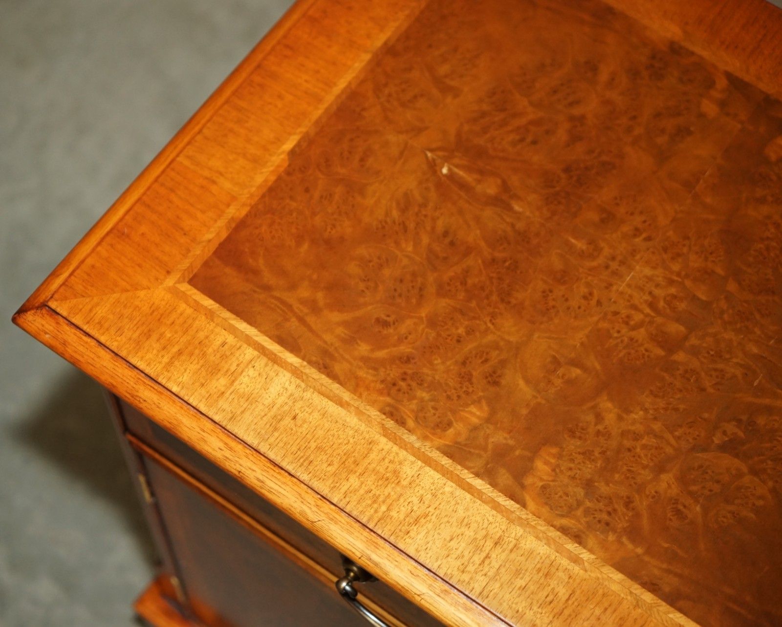 Pair Of Brights Of Nettlebed Burr Walnut Side Table Sized Nightstands Cupboards photo vinterior