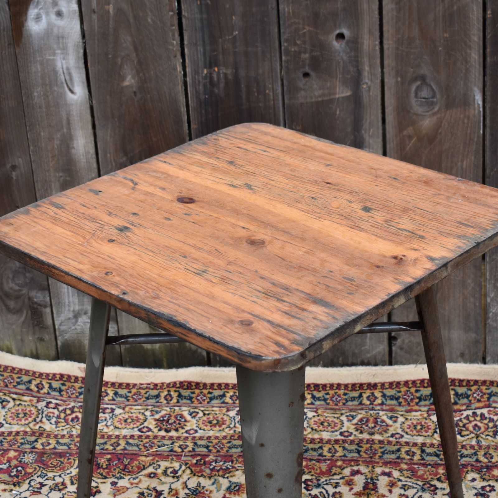Vintage Industrial Tolix Style Metal Wooden Bistro Console Side Table Desk photo buy