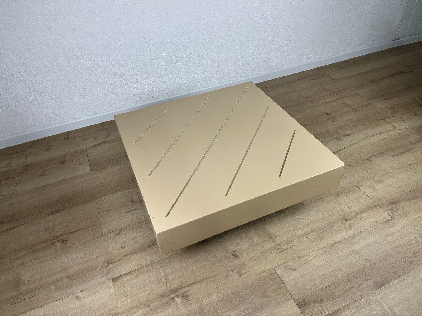 Square Coffee Table Lacquered Wood Beige Deco 1950’s Vintage Design photo Furniture