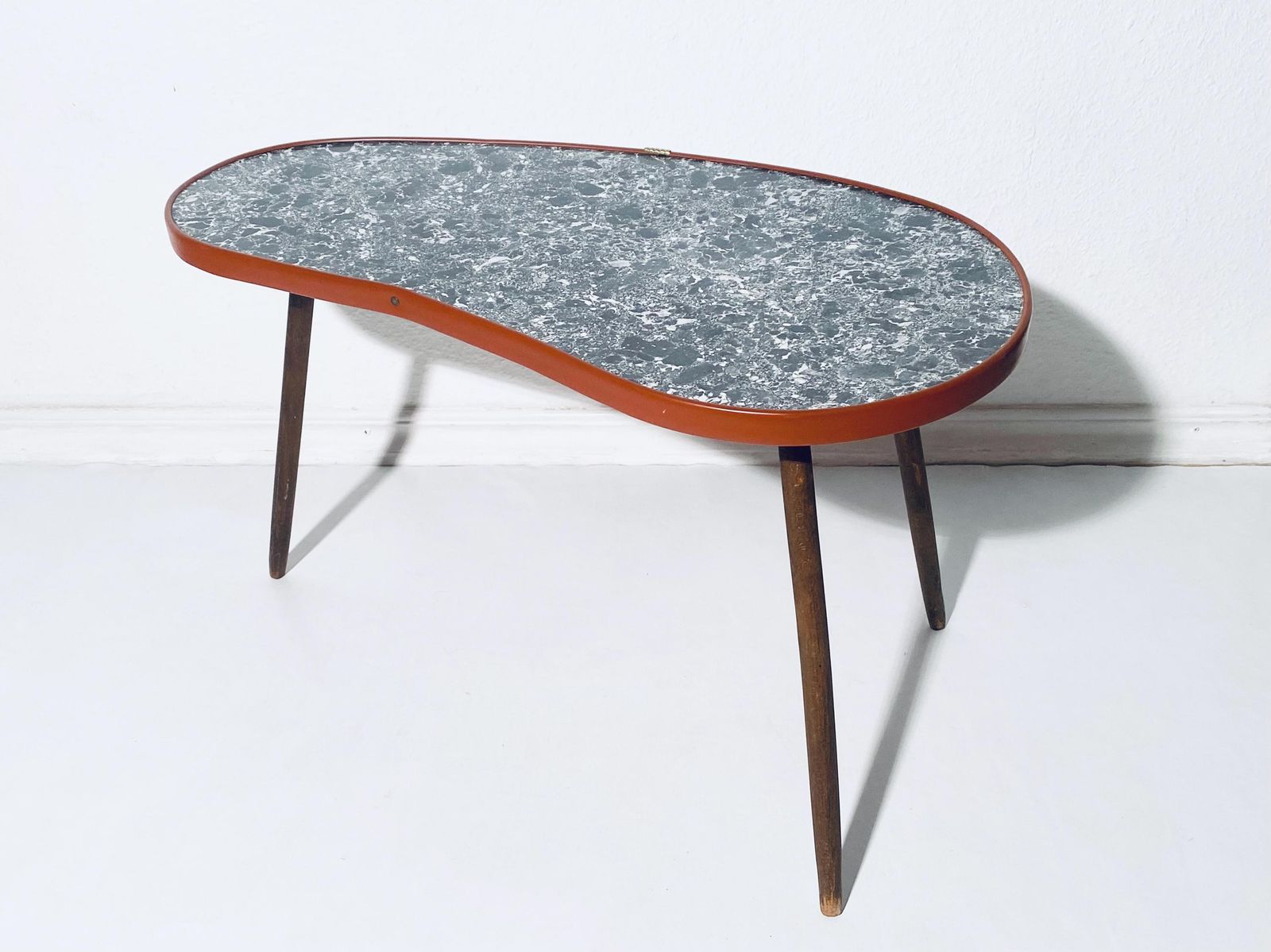Small 1950s Marble Effect Kidney Coffee Table / Mid Century Decor / Wood And Formica