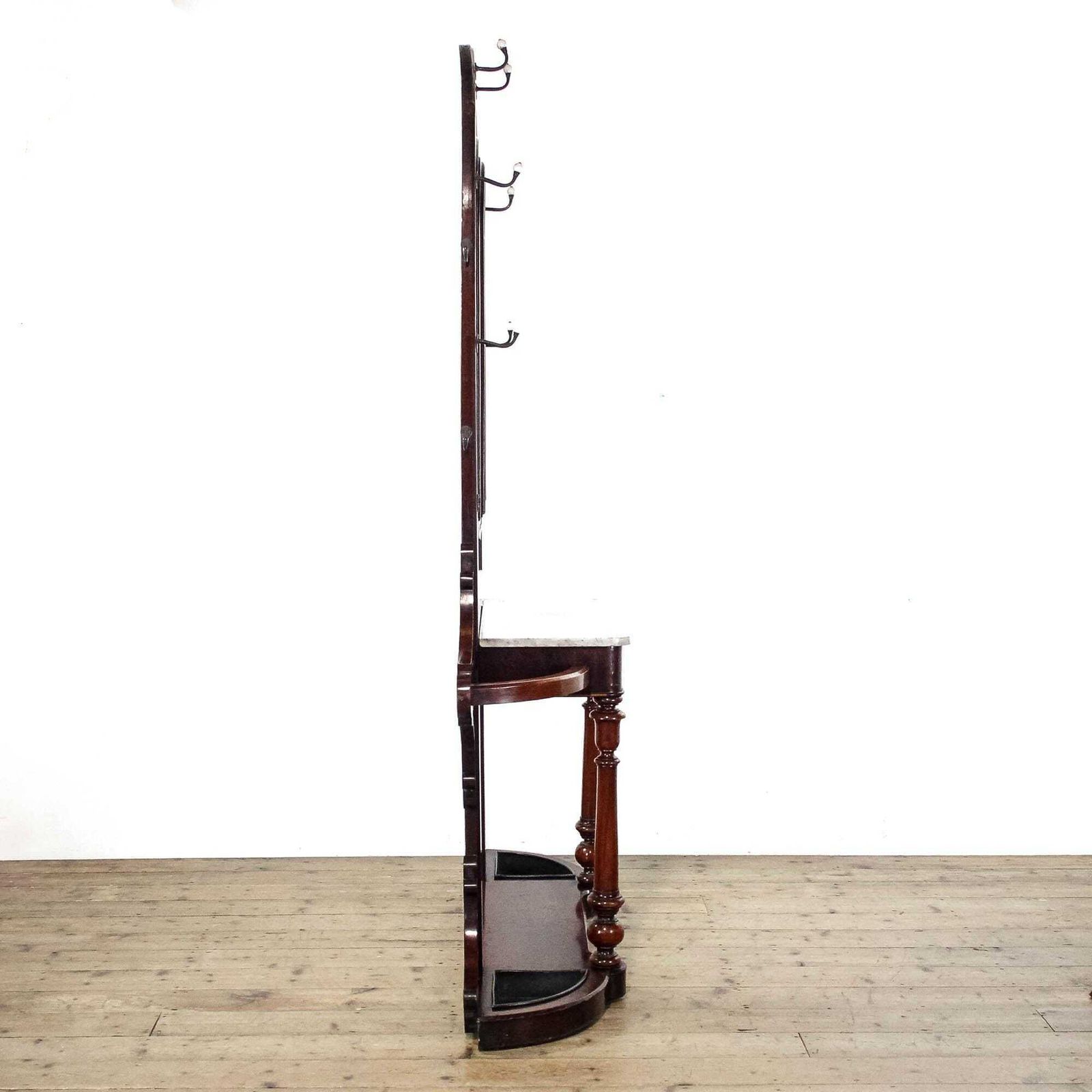 Antique Victorian Mahogany Hall Stand With Marble Shelf | Entrance Hall Stick Stand | Antique Hallway Storage photo Furniture