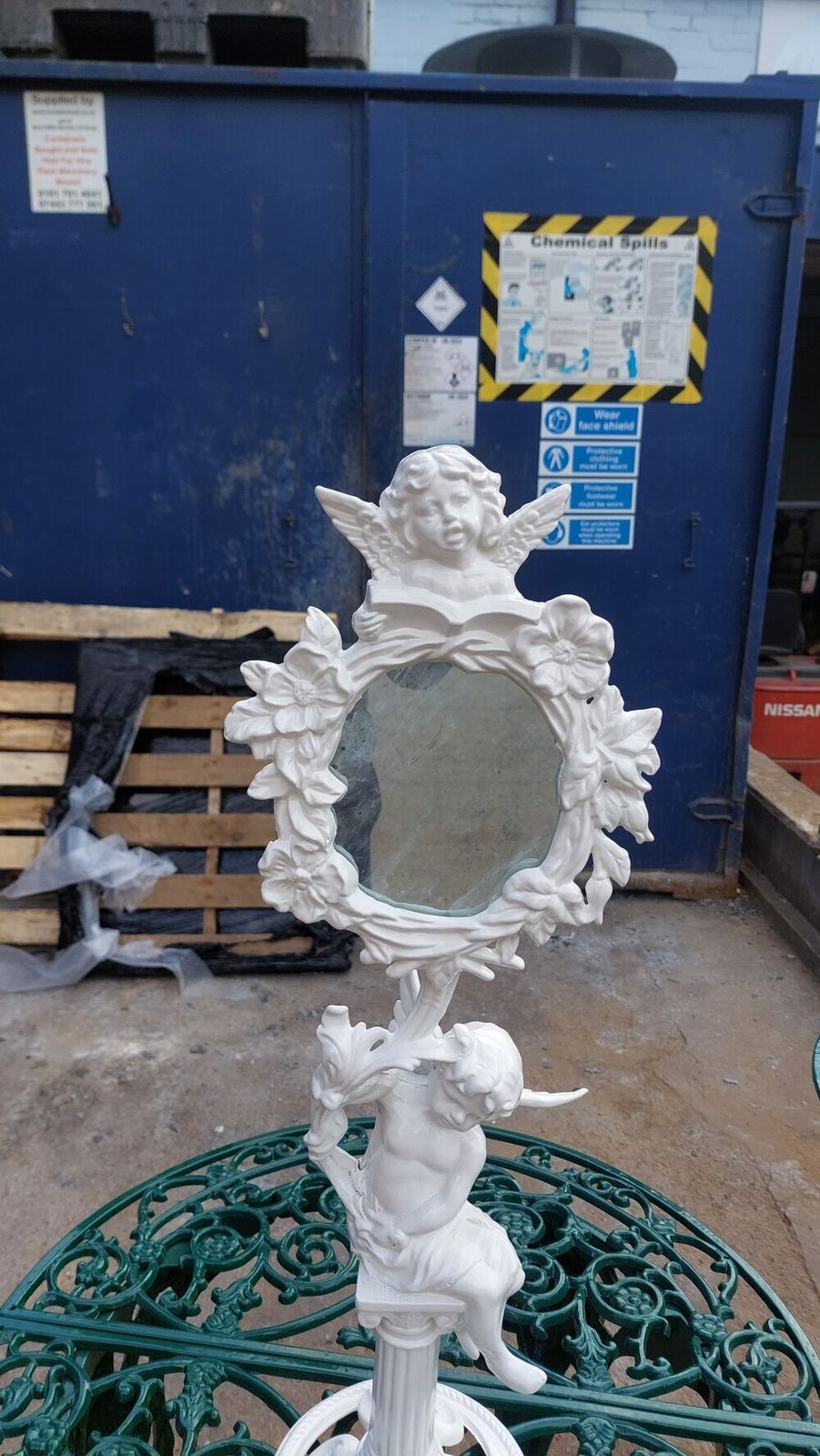 Victorian Cast Iron Cherub Mirror photo furniture