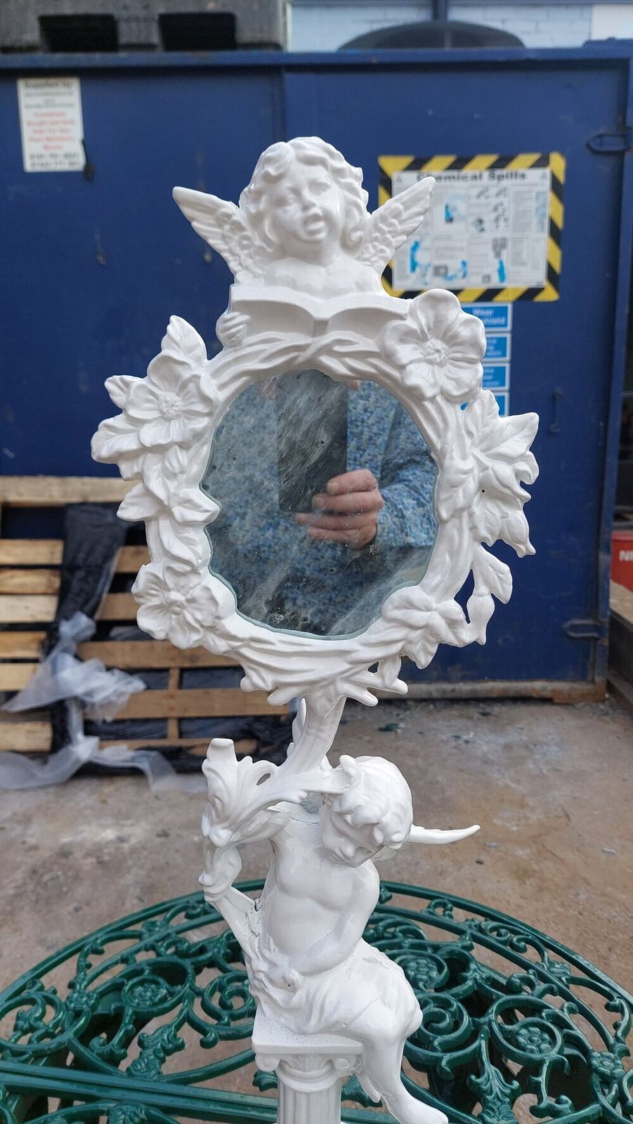 Victorian Cast Iron Cherub Mirror photo 680.0