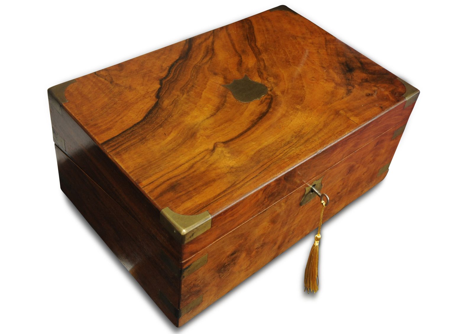 Exquisite Victorian Hand Crafted Burr Walnut Writing Slope With Black Tooled Leather Interior With Secret Compartment photo for sale