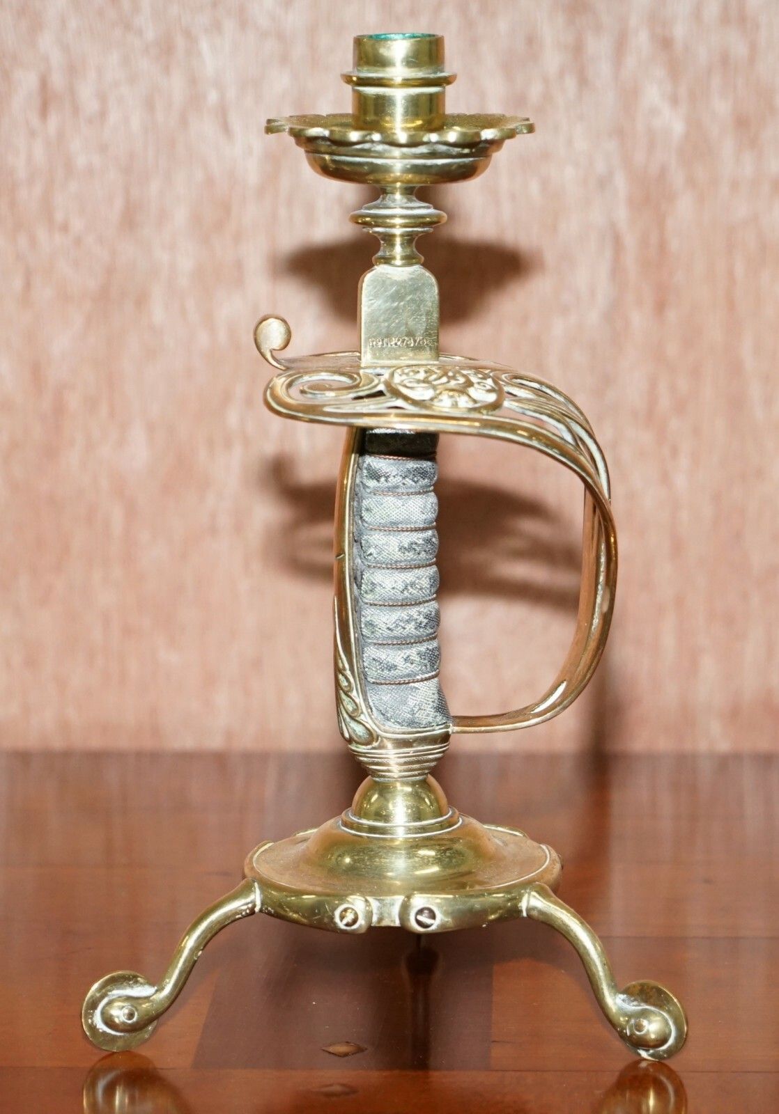 Pair Of Benham & Froud Vr Stamped British Army 1905 Sword Handle Candlesticks photo furniture