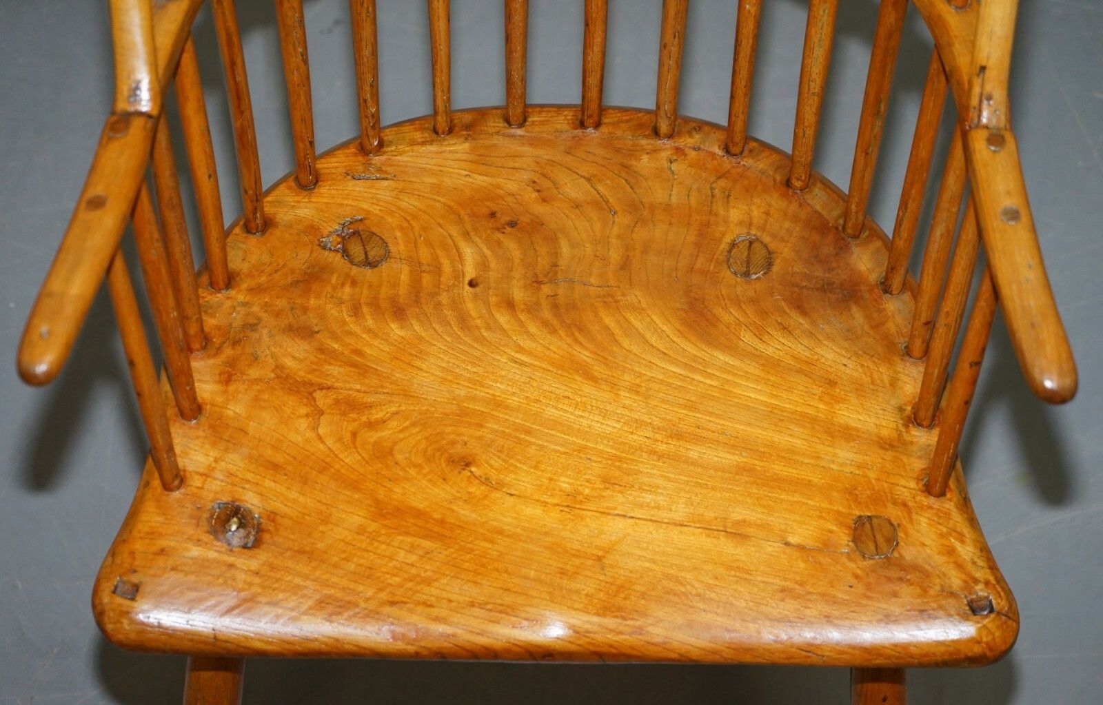 Stunning 18th Century Yew Wood Windsor Armchair Primate Design Stick Back photo for sale