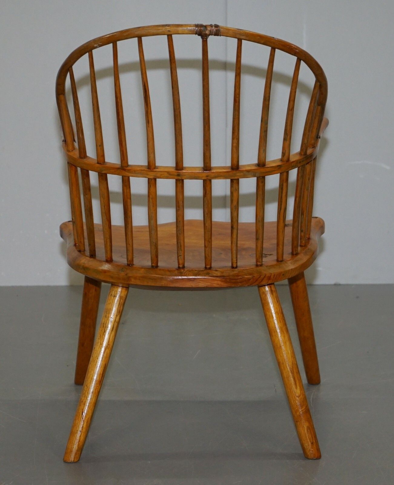 Furniture Stunning 18th Century Yew Wood Windsor Armchair Primate Design Stick Back photo