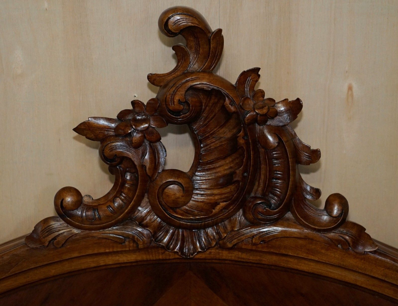 Pair Of French Louis XV Napoleon III Ornately Carved Bed Stead Frames In Walnut photo vintage