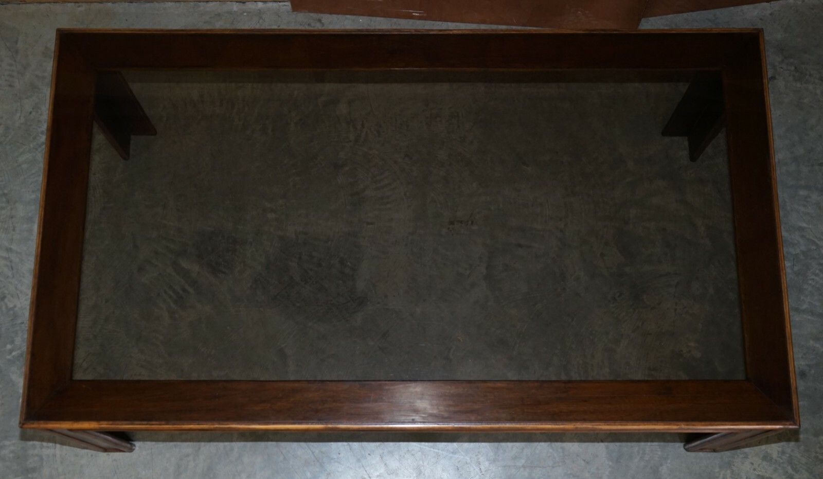Vintage Chinese Chippendale Refectory Dining Table With Smoked Glass Table Top photo buy