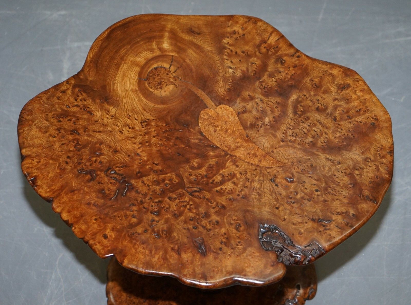 Exquisite Solid Burr Walnut Hand Crafted By Nature Side End Lamp Wind Table photo Furniture