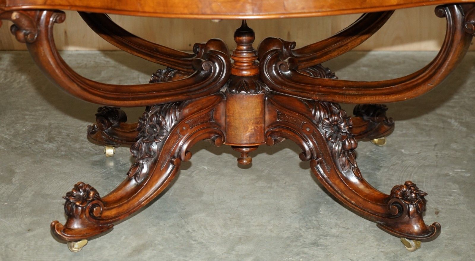 Very Fine Circa 1860 Antique Victorian Ornately Carved Centre Burr Walnut Table photo Furniture