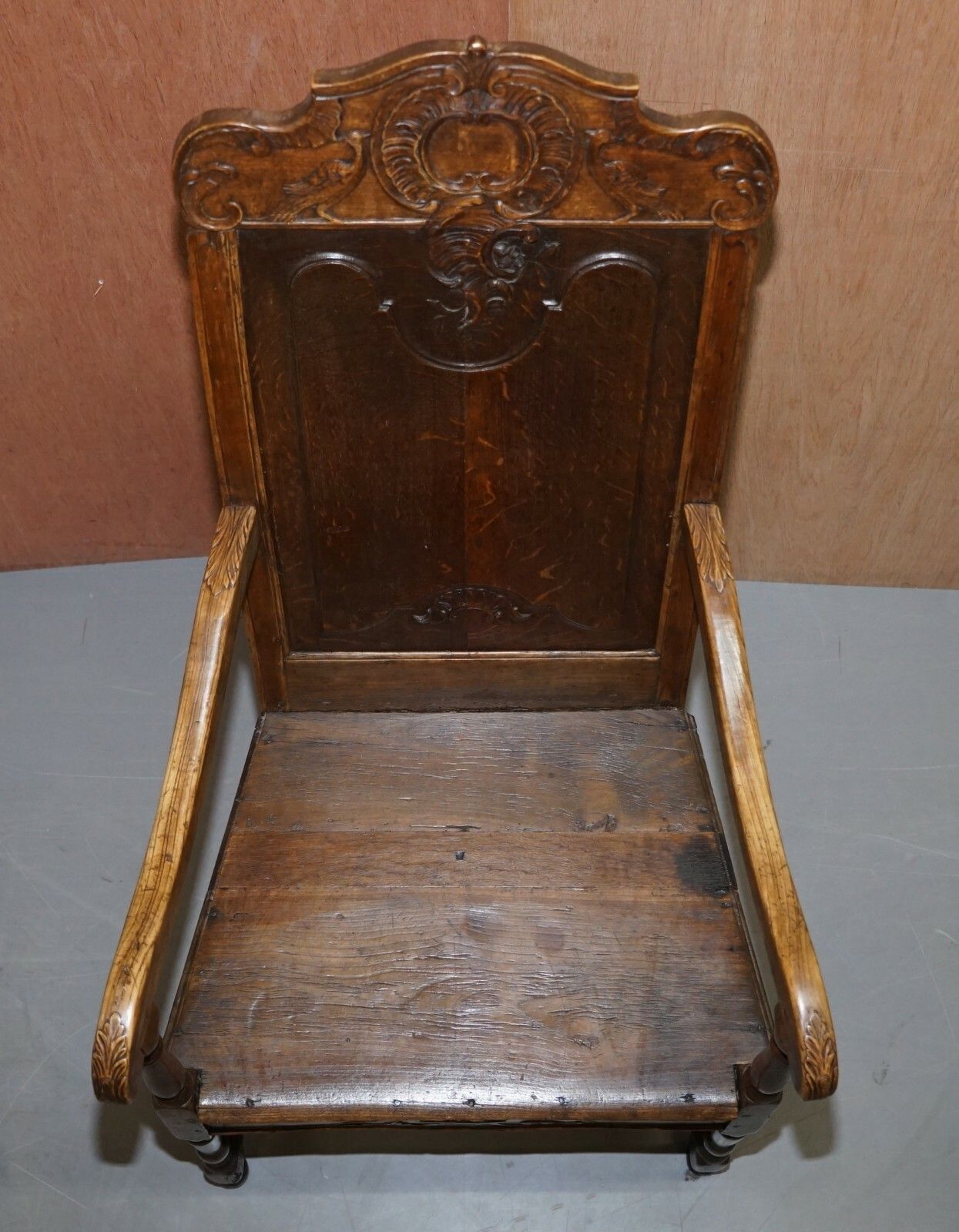 Lovely Original 18th Century Herve Liege Belgium Carved Wood Armchair Wainscot photo buy