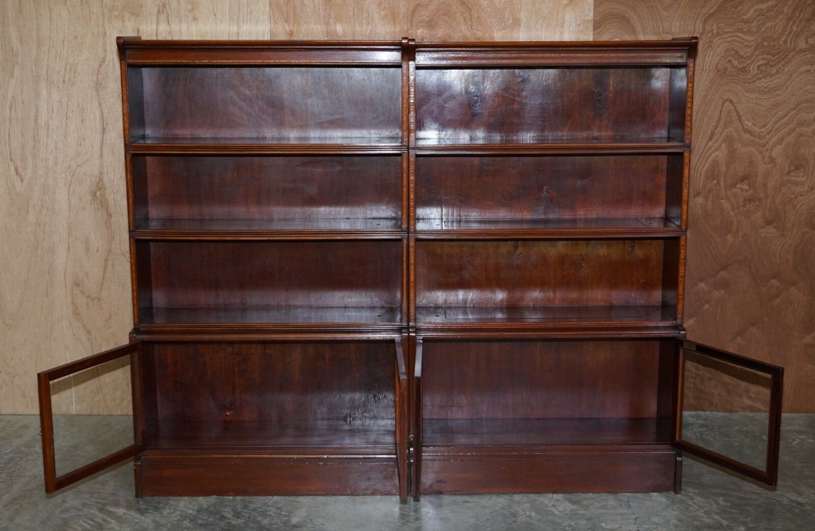 Antique Pair Of William Baker Co Mahogany Satinwood & Walnut Legal Bookcases photo buy