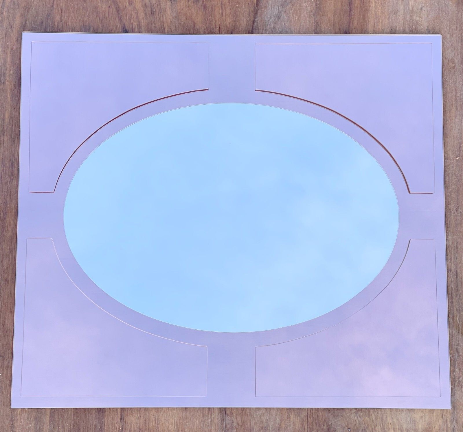 Large Pair Of Art Deco Amber Peach Bevelled Wall Mirrors Stunning Glass Patina photo furniture