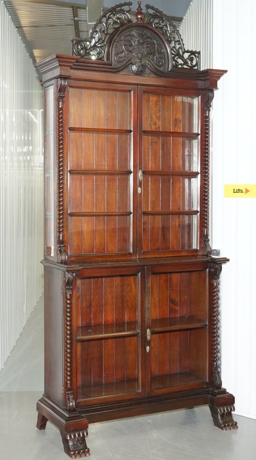 Huge 3 Meter Tall Victorian Mahogany Hand Carved Wood Library Bookcase Ornate photo furniture