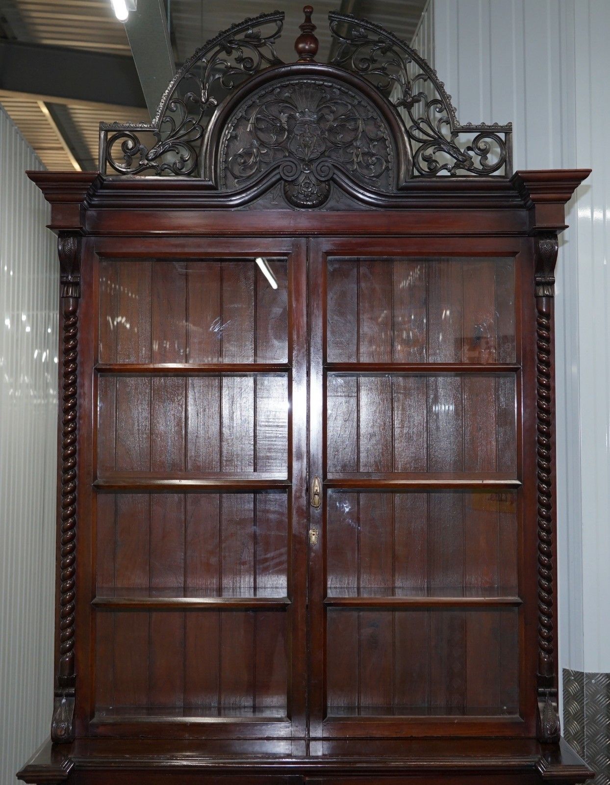 Huge 3 Meter Tall Victorian Mahogany Hand Carved Wood Library Bookcase Ornate photo Furniture