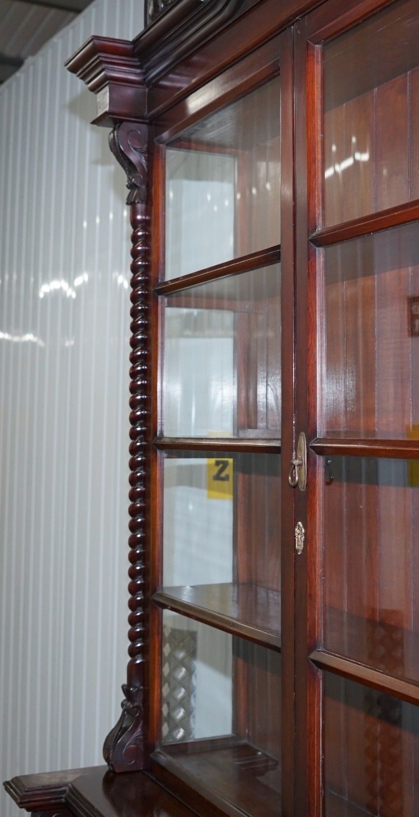 Huge 3 Meter Tall Victorian Mahogany Hand Carved Wood Library Bookcase Ornate photo vinterior