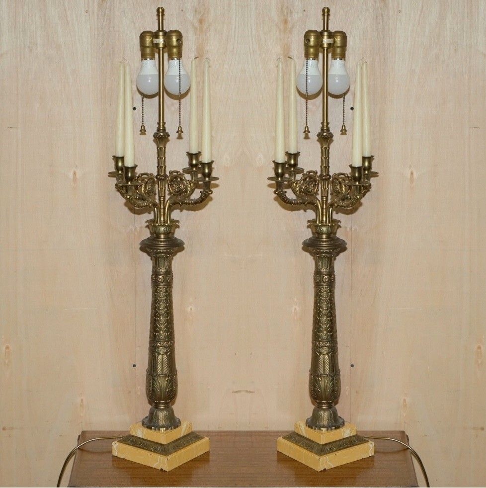 Pair Of Huge 105cm Tall Warren Kessler New York 4 Branch Candelabra Table Lamps photo furniture