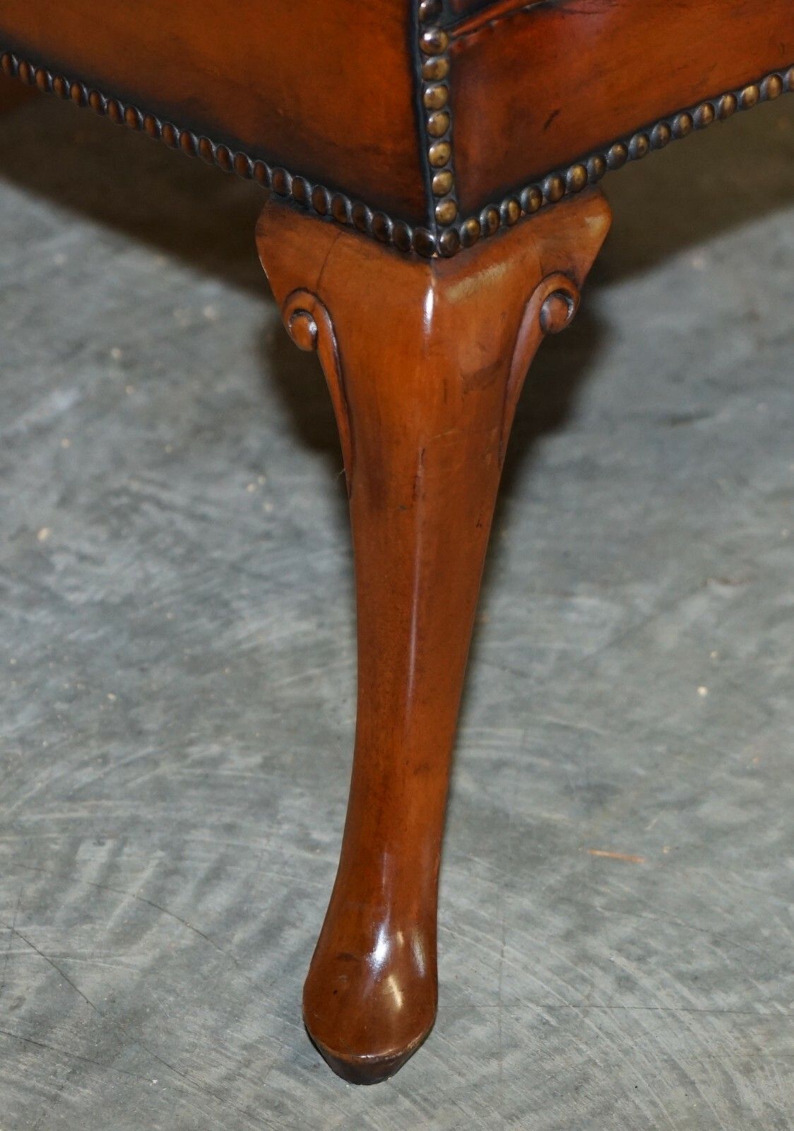 Furniture Fully Restored Vintage Eagle Armed Claw & Ball Feet Brown Leather Armchair photo