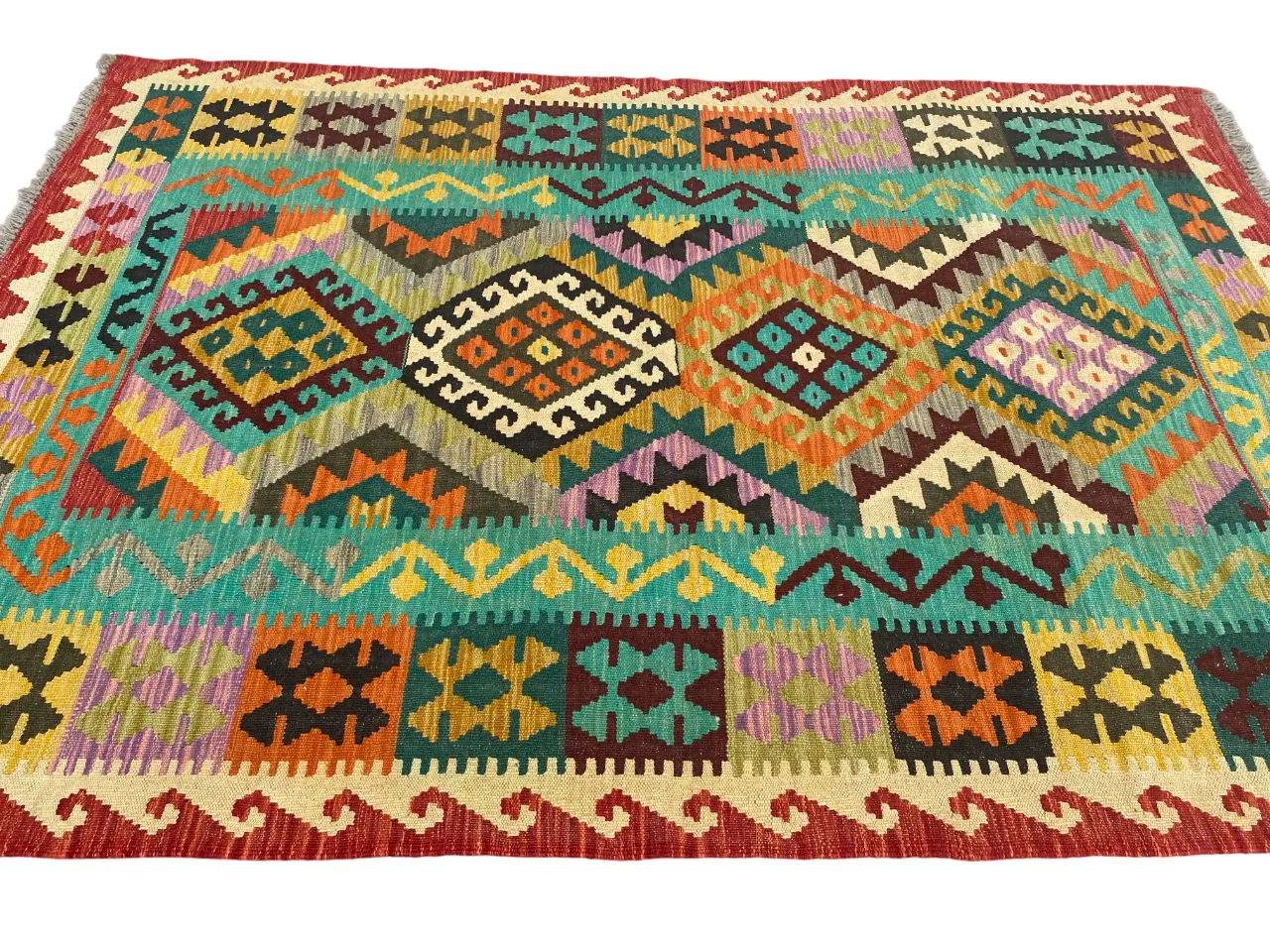 4x6 Multicolor Afghan Handwoven Kilim Flatweave Rug photo vinterior