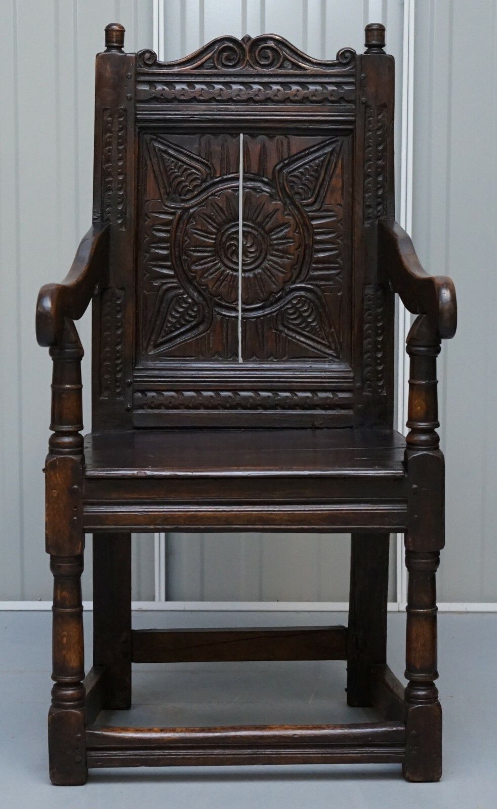 Exceptionally Rare Original 17th Century Wainscot Armchair Northern England Oak photo furniture