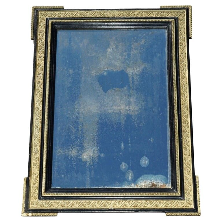 Antique Circa 1840 Italian Foxed Glass Original Plate Mirror Stunning Gilt Frame