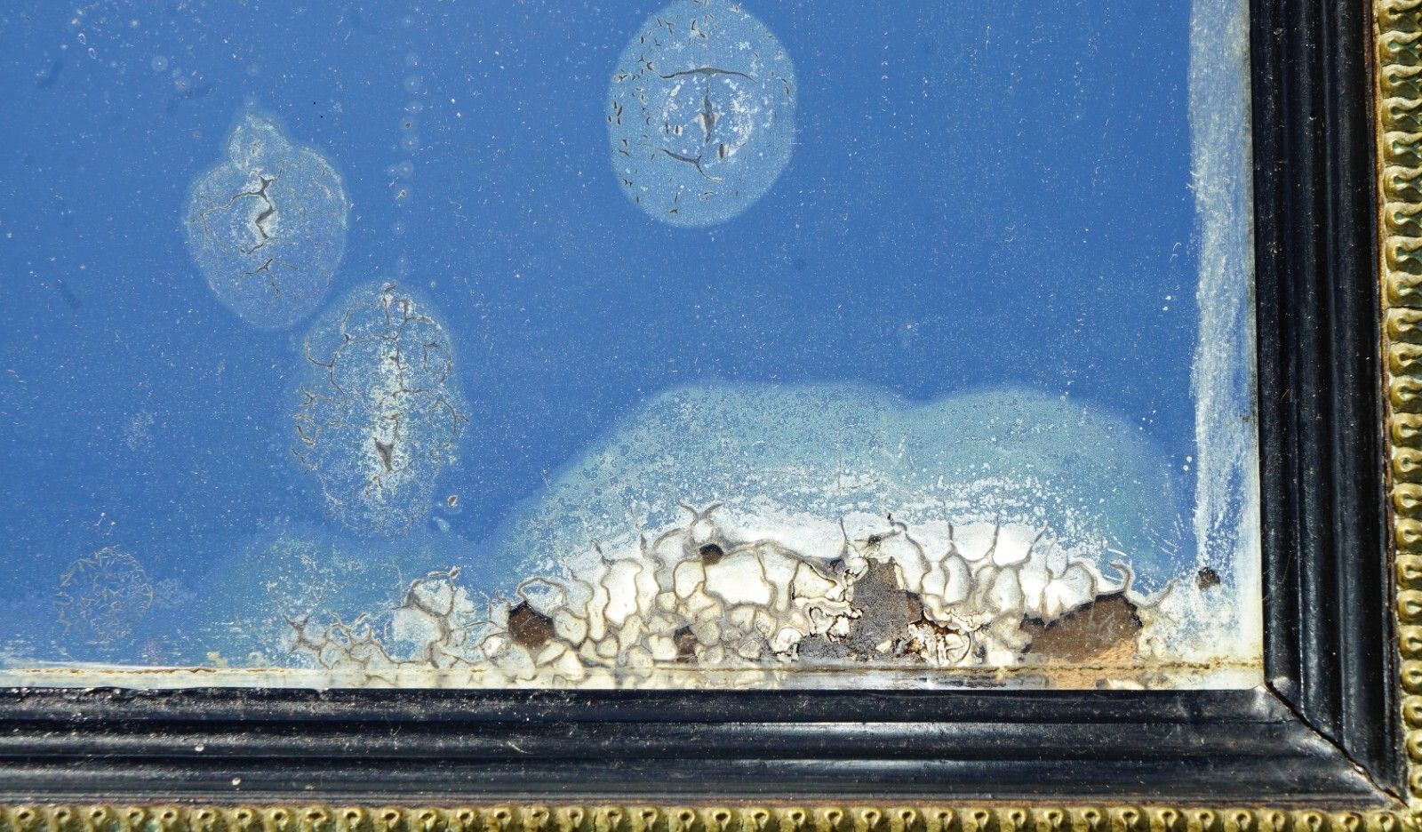 photo for sale Antique Circa 1840 Italian Foxed Glass Original Plate Mirror Stunning Gilt Frame