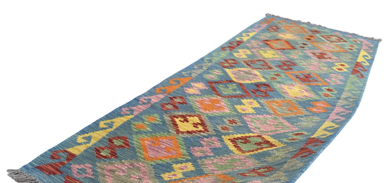 Boho Colourful Kilim Flatweave Living Room Bedroom Rug photo for sale