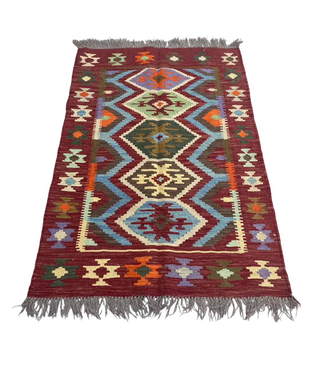 3x5 Afghan Geometric Handwoven Kilim Flatweave Rug